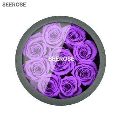 SEEROSE高档进口永生花保鲜红紫蓝玫瑰花礼盒圣诞节生日礼物速递