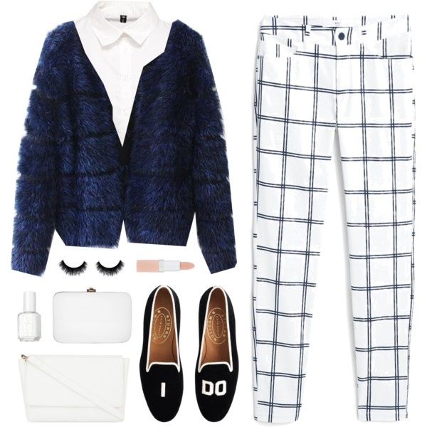 A fashion look from November 2015 featuring white shirt, faux fur coats and white pants. Browse and shop related looks.