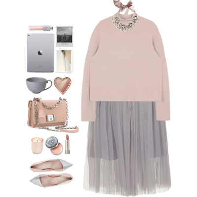 A fashion look from December 2015 featuring long sleeve tops, ballet skirt and ballet flats. Browse and shop related looks.