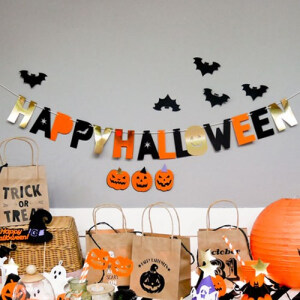 日韩万圣节派对装饰用品 字母旗帜拉花 HAPPY Halloween Garland