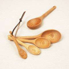 悦食器榉木无漆zakka 日式餐具木质长柄勺子量勺量匙烘焙工具套组