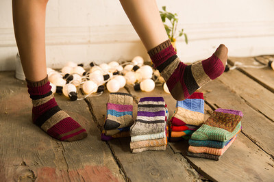 韩国复古堆堆袜秋冬文艺粗针袜子女士中筒袜棉打底短袜森系靴袜潮