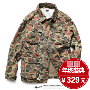 LifeCycle 秋冬限量二战迷彩军版M65 潮男军装夹克男士长款外套衫