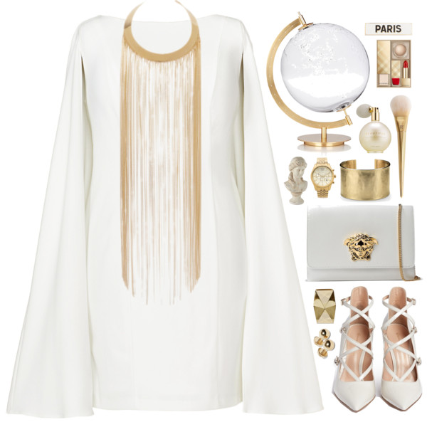 A fashion look from December 2015 featuring boatneck dress, patent pumps and white leather purse. Browse and shop related looks.