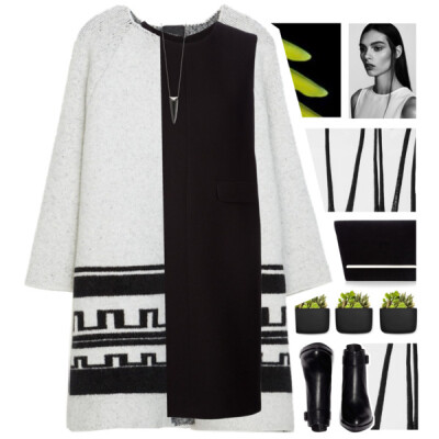 #holidaystyle #oversizeddress #AlexanderWang #black #leather #boots #modern #blackandwhite #coat #winter