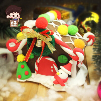 圣诞节礼物超轻粘土 圣诞姜饼屋存钱罐儿童手工DIY制作材料包彩泥