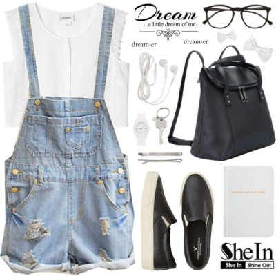 Overall: http://www.shein.com/Sky-Blue-Overalls-Pocket-Jumpsuit-p-166699-cat-1860.html?utm_source=polyvore&amp;amp;utm_medium=set&amp;amp;url_from=alexandra-provenzano. Backpack: http://www.shein.com/…