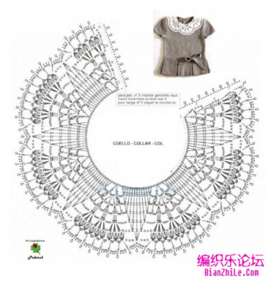 女孩裙衣的领饰钩法图解