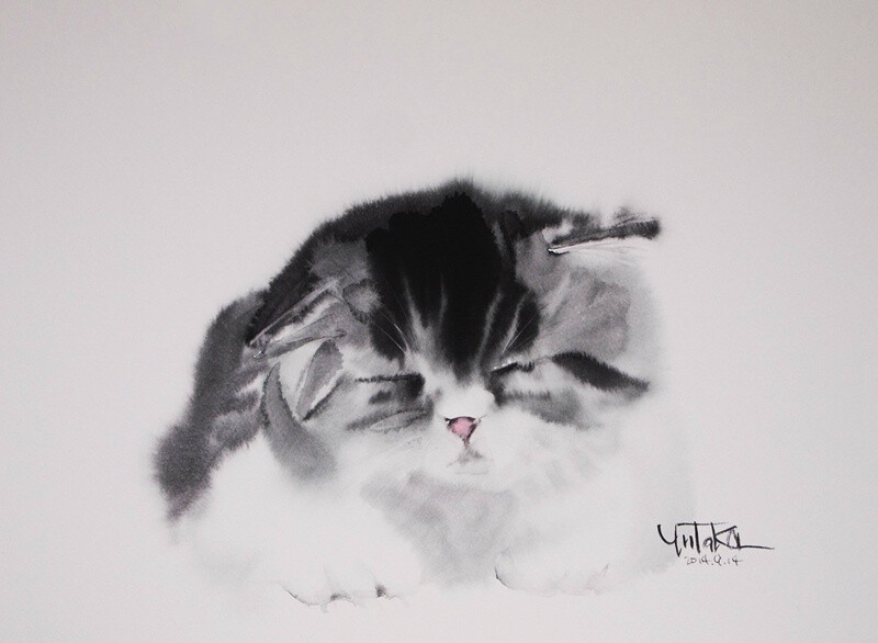 猫咪水墨画，栩栩如生~~http://www.xiumeitu.net/chahua/796.html