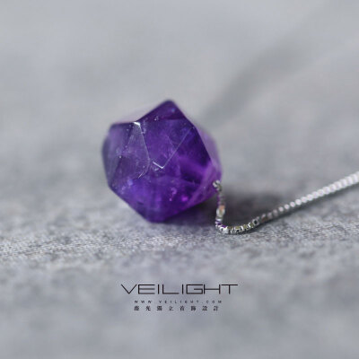 VEILIGHT 原创设计 冰裂系列 天然 紫水晶 项链 吊坠 925银链