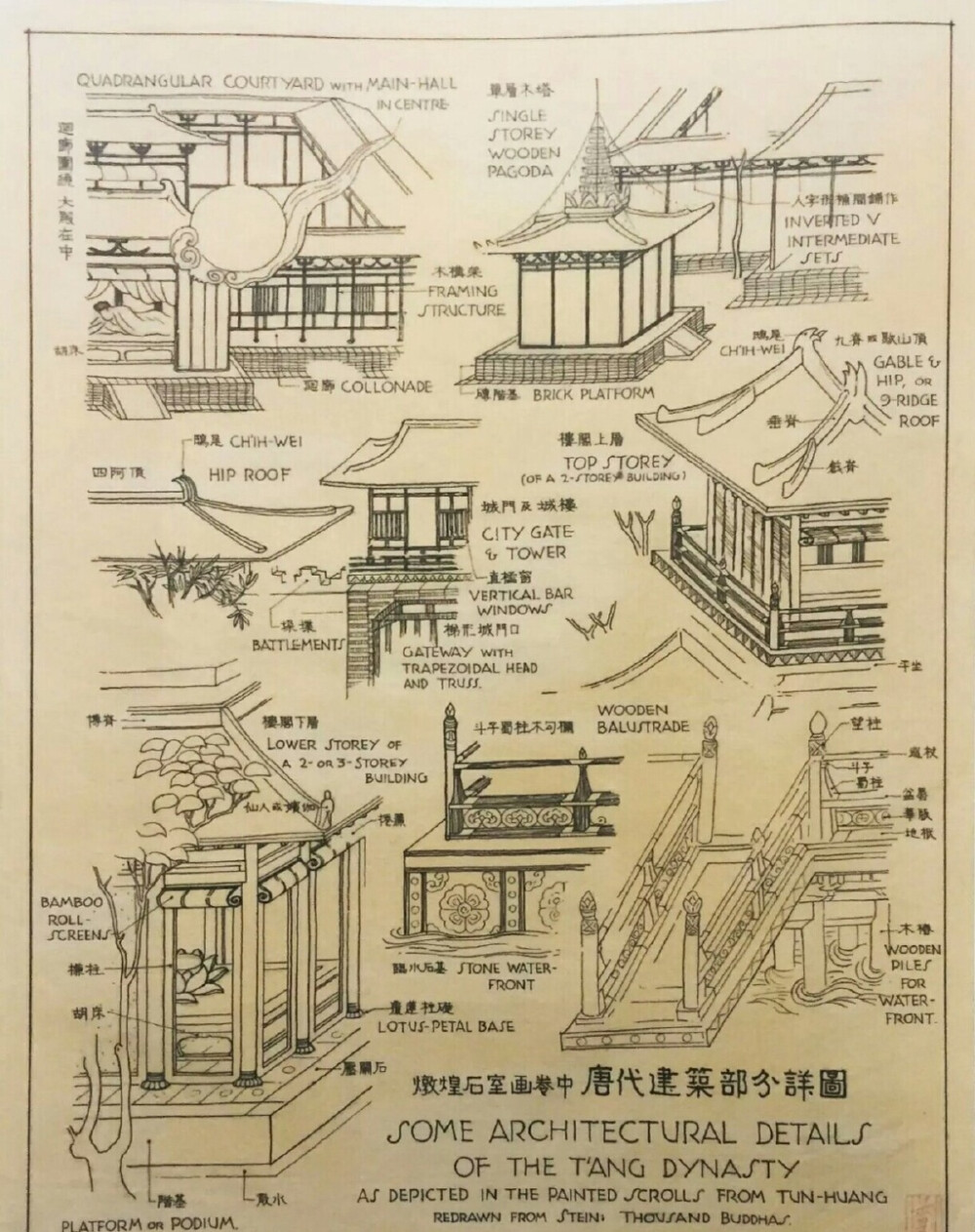 梁思成建筑设计手稿，每一张都是艺术品…