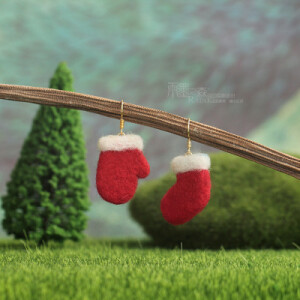 【等待着圣诞老人的孩子】雨墨之森原创设计手工羊毛毡耳环