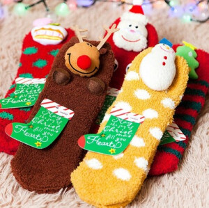 无折扣不包邮 手工制圣诞袜 珊瑚绒防滑保暖地板袜子 亲子款 A232