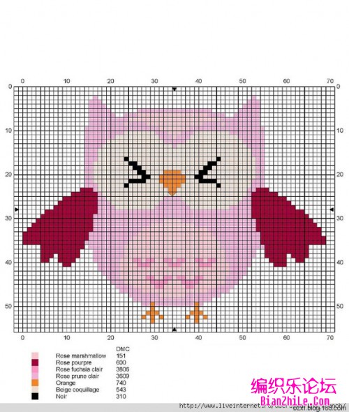 棒针编织猫头鹰图案图解-编织乐论坛