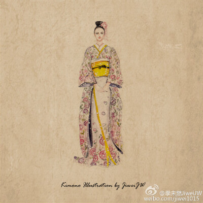 和风东瀛，Girls in Kimonos illustration by JiweiJW