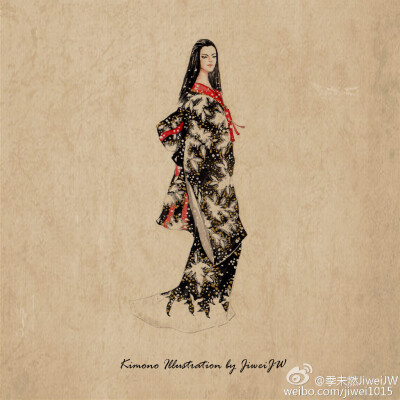 和风东瀛，Girls in Kimonos illustration by JiweiJW