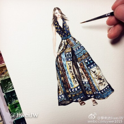 @AlbertaFerretti 2016 Pre-fall illustration by JiweiJW细节控。