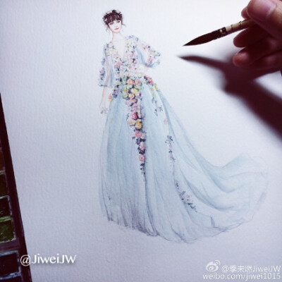 #第68届戛纳电影节#@范冰冰 in Marchesa 2015SS on the 68th Cannes Film Festival illustration by JiweiJW@范冰冰工作室 @范冰冰影迷会