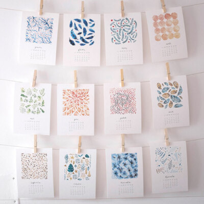 Watercolor Pattern Calendar 2015 by Nathalie Ouederni很酷的创意日历设计