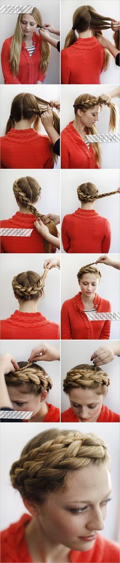 Crown Braid Tutorial. So cool! Can't do this on myself, but my sister does this on me all the time!