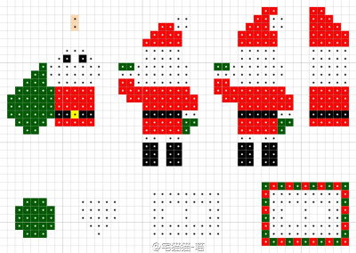 圣诞像素拼豆图纸--强迫症使然，我又把喜欢的圣诞图点成统一风格了，感谢各路大神分享的原作，小女纸兴奋的拼了一堆堆～圣诞即将来临了，赶紧用豆豆造棵美美的圣诞树吧！