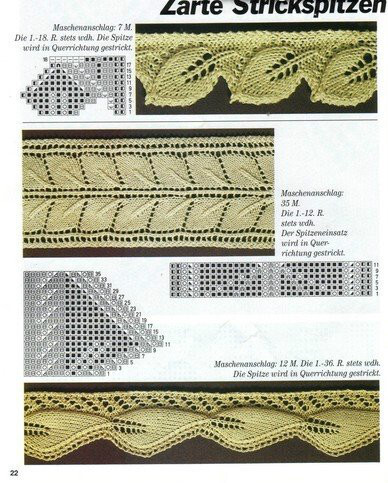棒针叶子花边的织法图解-编织乐论坛