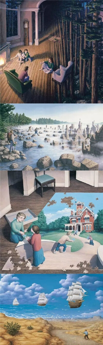 高能烧脑视错觉插画，看完脑细胞死一大片！（Rob Gonsalves）