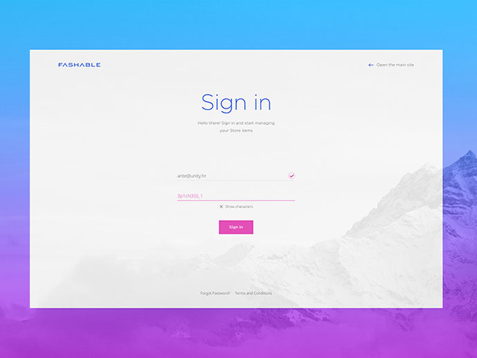 Sign in Screen现代网页注册和登录页面设计案例