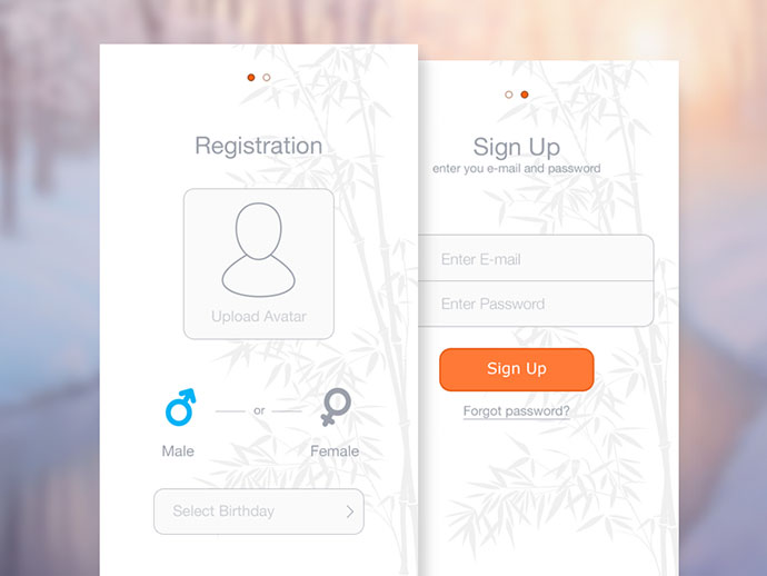 Registration/SignUp Screens现代网页注册和登录页面设计案例
