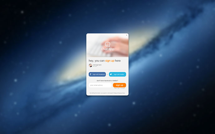 Chat App – Sign Up Form现代网页注册和登录页面设计案例