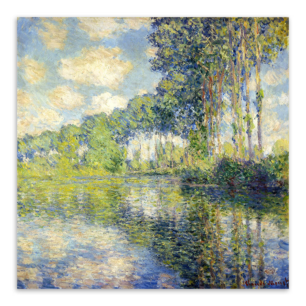 轻艺术大师名画莫奈阳光印象派油画海报画芯蓝天白云风景客厅装饰画