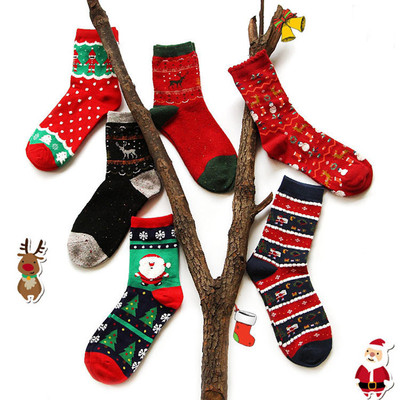韩版可爱全棉圣诞袜子女袜中筒袜本命年红色袜子新年袜结婚袜福袜