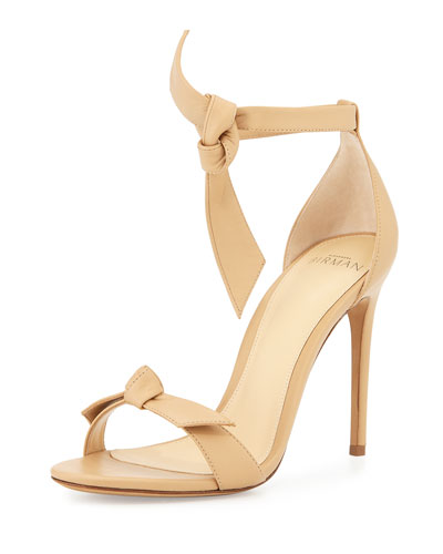 Alexandre Birman Bow-Tie Leather d'Orsay Sandal, Nude 4' 10.16cm