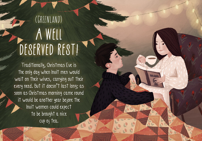 在格陵兰岛，平安夜是因纽特男人唯一会完全对妻子千依百顺、照顾周到的一天，这是身为妻子的女人们可以好好休息的一天，可当圣诞的早晨一到，一切又会打回原形。