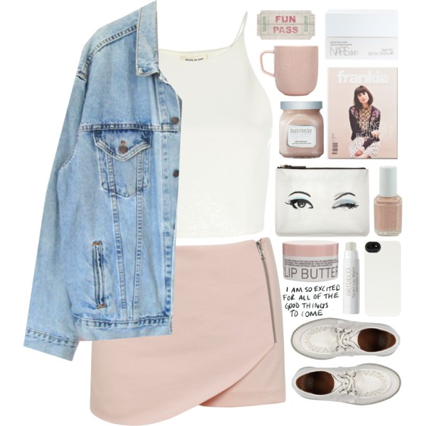 A fashion look from June 2014 featuring white shirt, denim jacket and Miss Selfridge. Browse and shop related looks.