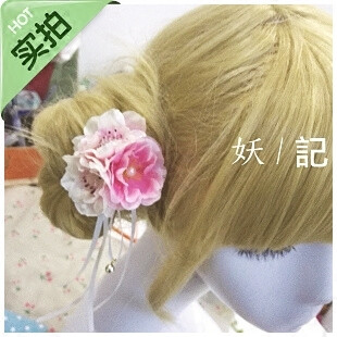 妖记花千骨糖宝古风小清新粉色珍珠流苏手工发饰发夹汉服三色花0