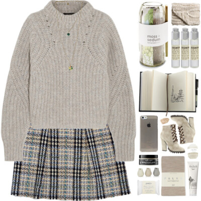 A fashion look from December 2015 featuring oversized shirt, wool skirt and falke tights. Browse and shop related looks.