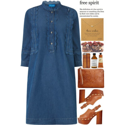 A fashion look from December 2015 featuring chambray dress, clog shoes and patricia nash handbags. Browse and shop related looks.