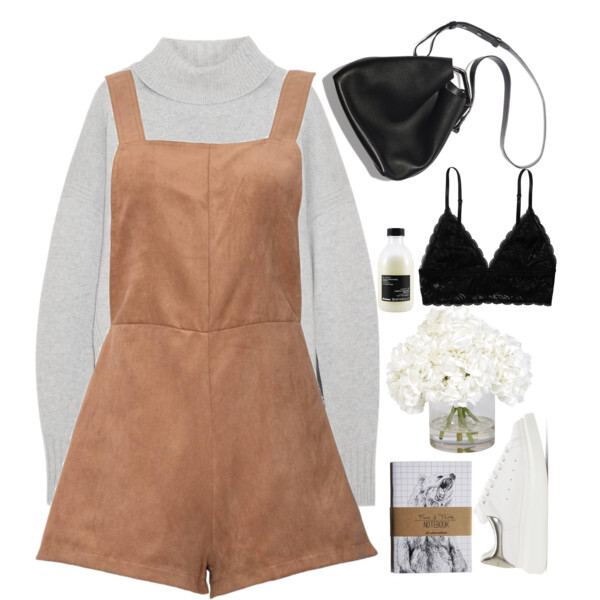 A fashion look from December 2015 featuring turtle neck tops, playsuit romper and bralette bras. Browse and shop related looks.