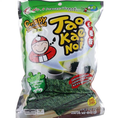 进口零食 TAOKAENOI泰国小老板脆海苔卷36g 多款口味热销满58包邮