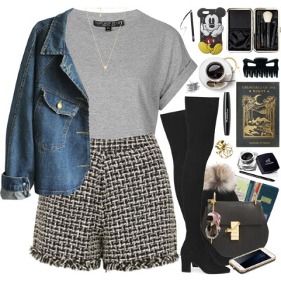 #personalstyle #beoriginal #denimjacket #grey #chloe #hat #croptop @polyvore @polyvore-editorial