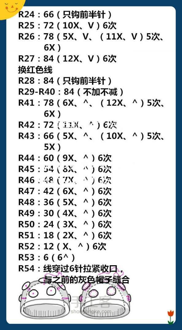 钩针lalylala系列蘑菇教程 第8步