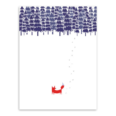  轻艺术 可爱动物 现代 北欧 森林 动物 海报画芯 简约 雪地 红狐狸 卧室 装饰画