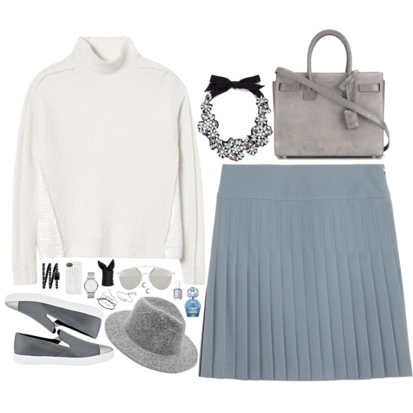 A fashion look from January 2016 featuring long sleeve sweaters, mini skirt and slip on shoes. Browse and shop related looks.