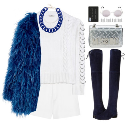 #winter2015 #winter2016 #allwhite #winterwhite #metallic #fur #overthekneeboots #navyblue #white @polyvore @polyvore-editorial