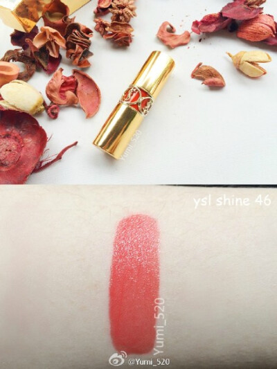 #Yumi唇膏试色# YSL rouge volupte shine 16春季新色（圣罗兰情挑诱光水唇膏）！色号：粉色系43（非常甜美），橘色系46（颜色美但黄皮不要考虑），偏紫调的48（非常显气质！）。质感很滋润很好上色，我个人喜欢48?！? data-iid=