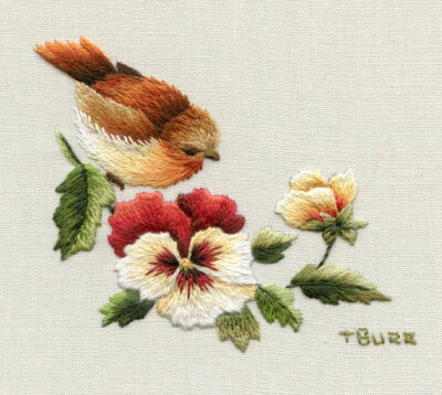 VINTAGE ROBIN &amp;amp; PANSIES