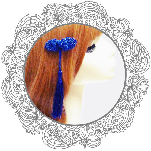 手作家原创手工发森女春节汉服中国风青花瓷蓝色中国结流苏发夹 DIY手工 韩国发饰 韩国饰品 韩国头饰 发箍 发夹 边夹 发带 发圈 蝴蝶结发夹 头绳 流行饰品 流行发饰 编发发型 文艺 小清新 软萌