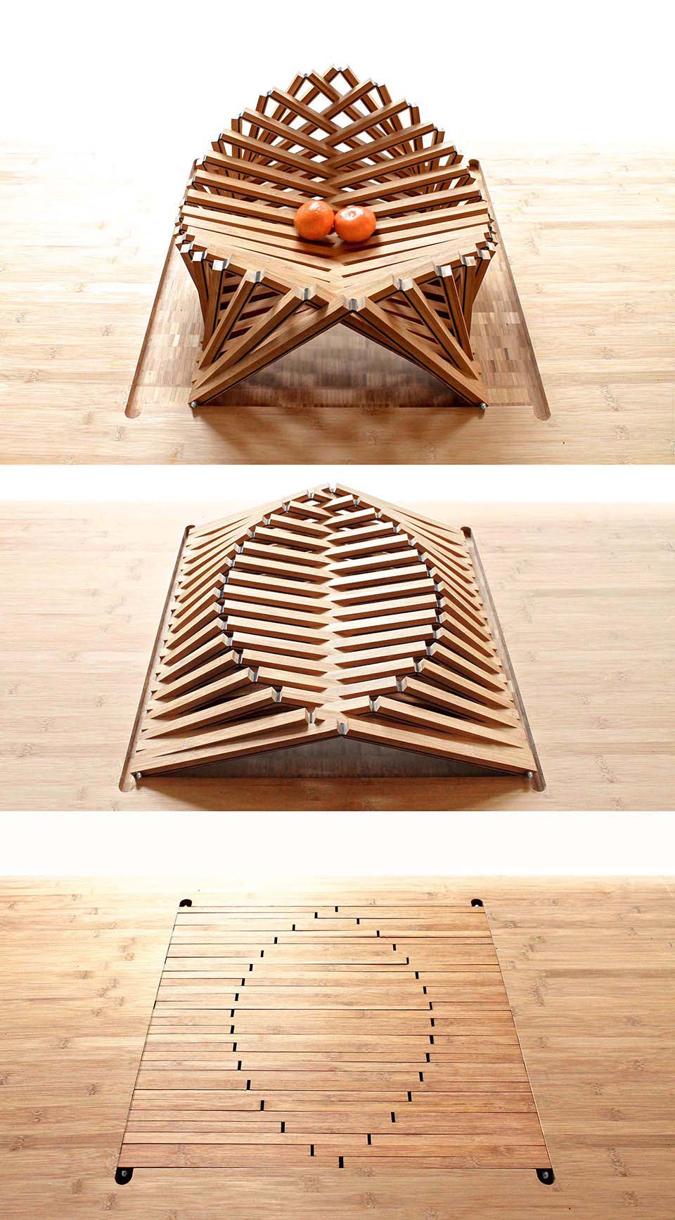 【含苞待放的变形家具】桌上桌家具系列可从优美的造型变成一张完整的