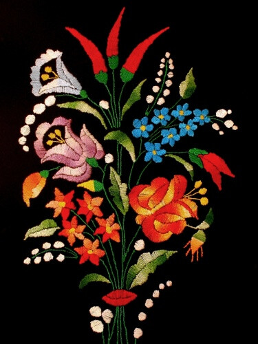 Traditional Hungarian embroidery. Hungary is regarded for its unique and colorful needlework.